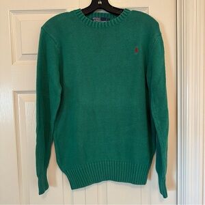 Polo Ralph Lauren Sweater Medium Green 100% Cotton Vintage Knit Red Pony Men’s